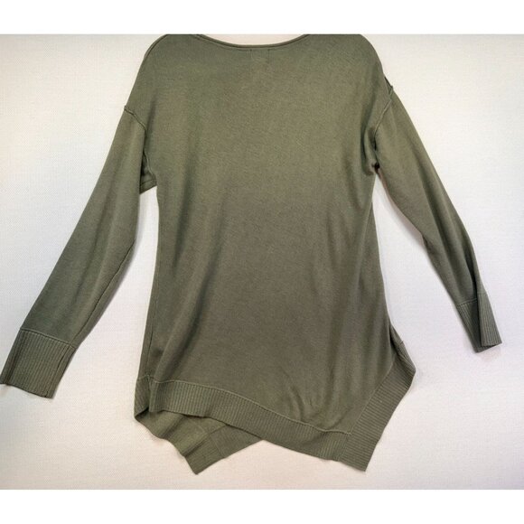 Chicos Womens Asymmetrical Hem Knit Sweater Size 1 Olive Green - Picture 7 of 9